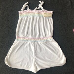 Arizona Jean Company Girls White Terry Swim Romper Coverup + 🌈 Size L (14-16)